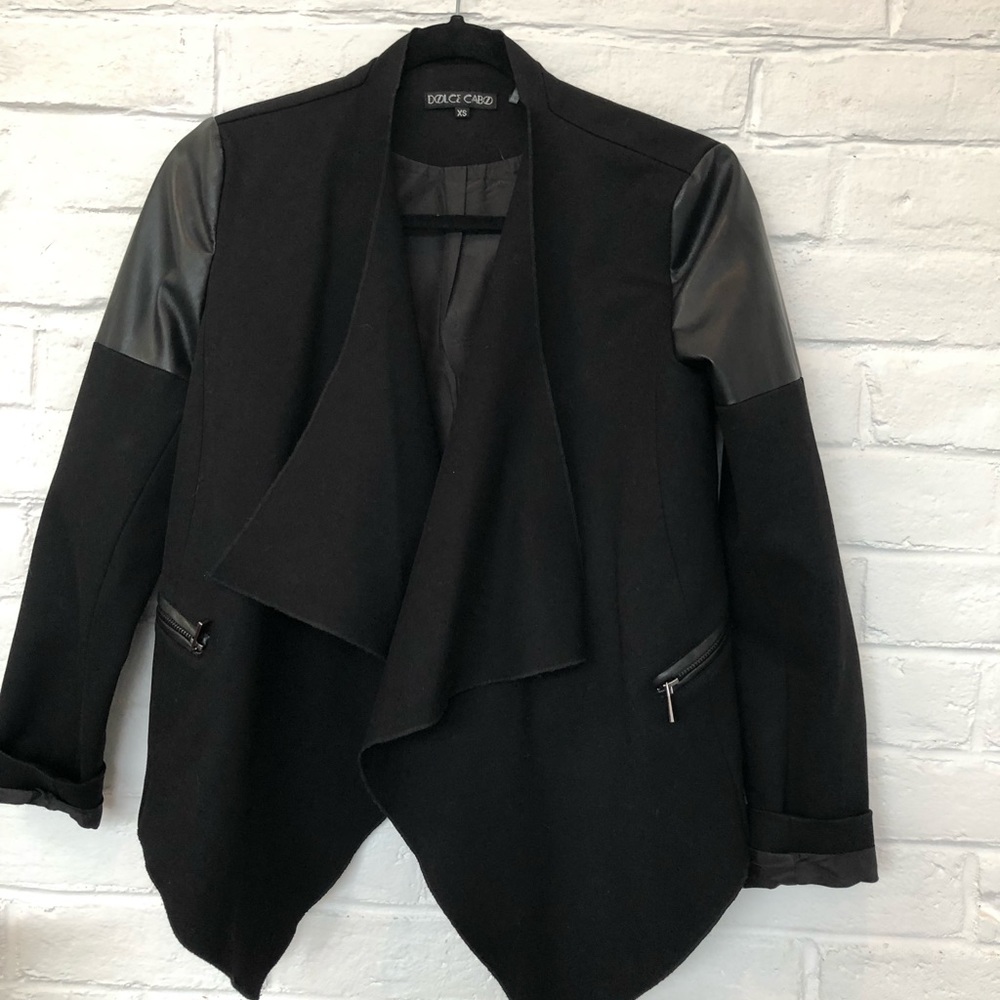 Light jacket with faux leather detail on arms